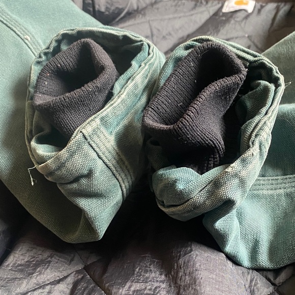 🍒V I N T A G E Carhartt Teal Duck Work Jacket with Dark Corduroy Collar R A R E - Picture 9 of 10